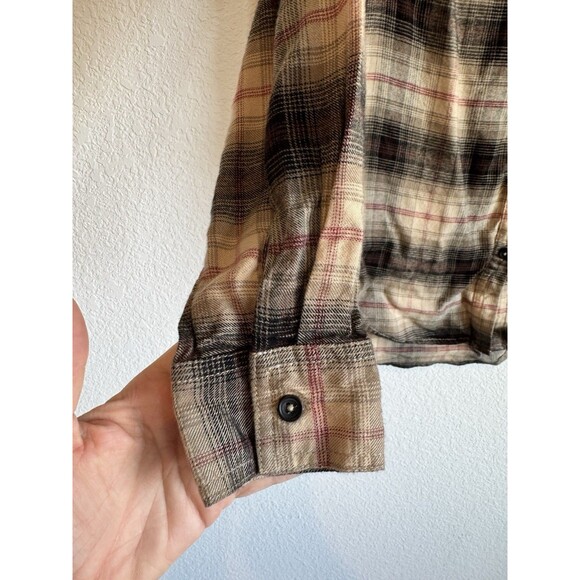 Casa Cabana Women's Brown Plaid Long Sleeve Button Down Shirt Chest Pocket Small - Picture 3 of 11